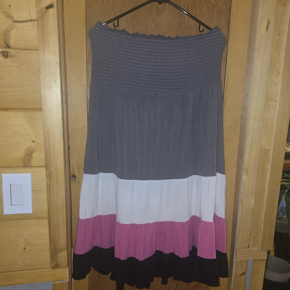 Derek heart womens small rayon blend strapless gray pink and white dress